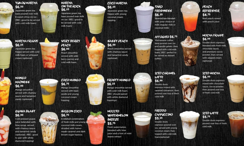 Pho Ben Specialty Drinks Vietnamese Smoothies Teas Coffees